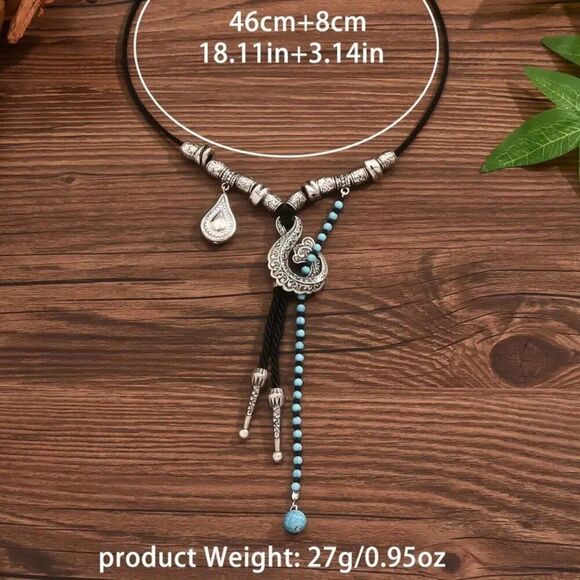 Women's Vintage Style Bohemian Geometric Bead Necklace - Picture 2 of 2